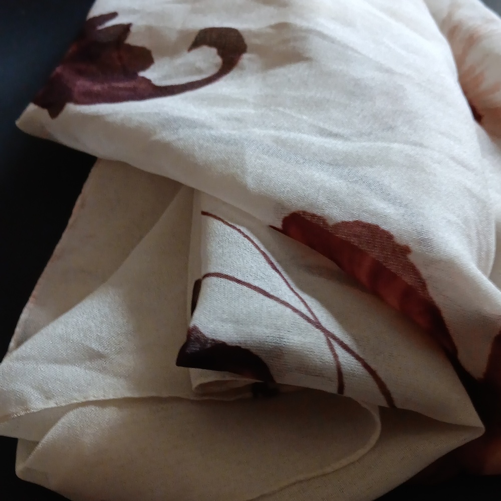Brown & off white sheer scarf